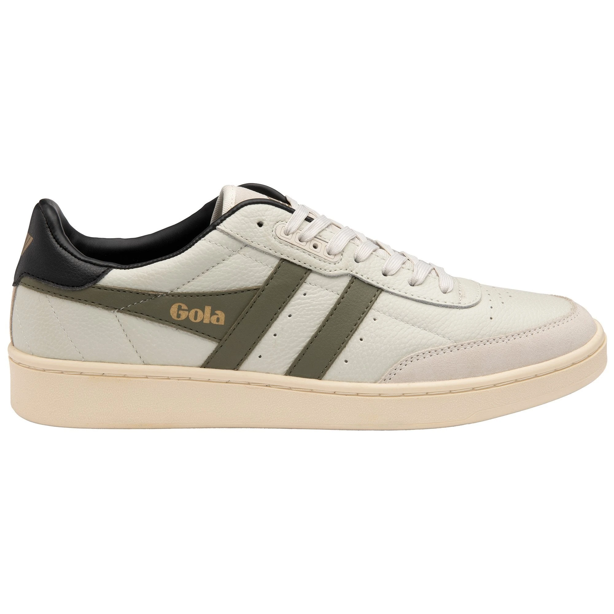 GOLA CONTACT MEN'S LEATHER SNEAKERS - OW/KHK/BLK