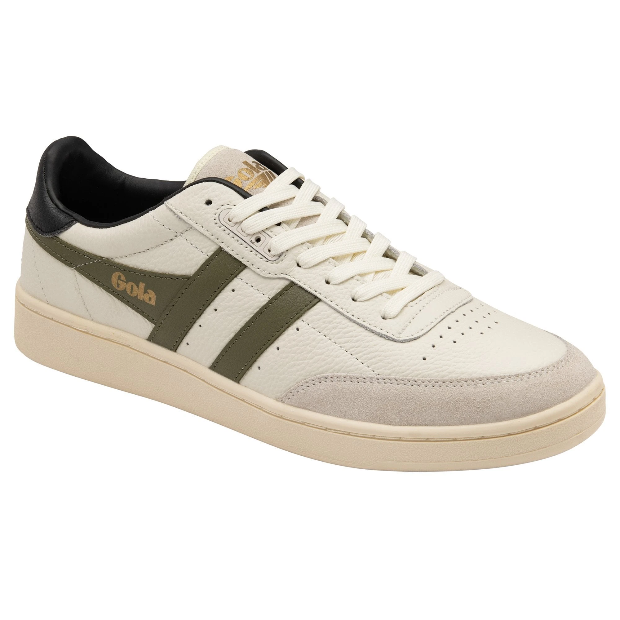 GOLA CONTACT MEN'S LEATHER SNEAKERS - OW/KHK/BLK - Image 4