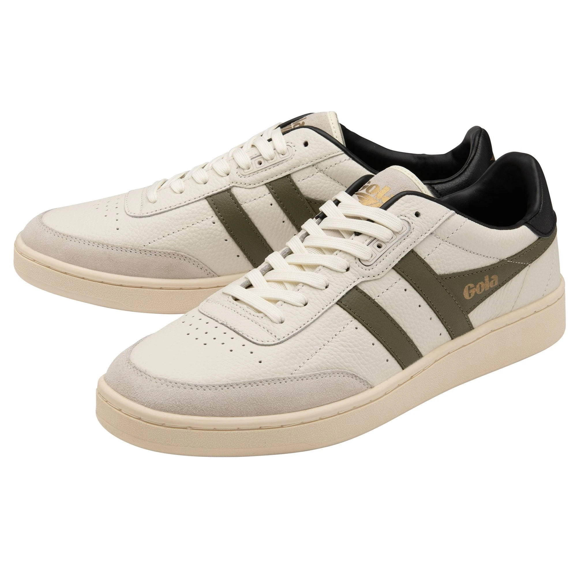 GOLA CONTACT MEN'S LEATHER SNEAKERS - OW/KHK/BLK - Image 3