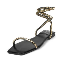 JEFFREY CAMPBELL LUXOR - FLAT ANKLE SANDAL BLK/GOLD